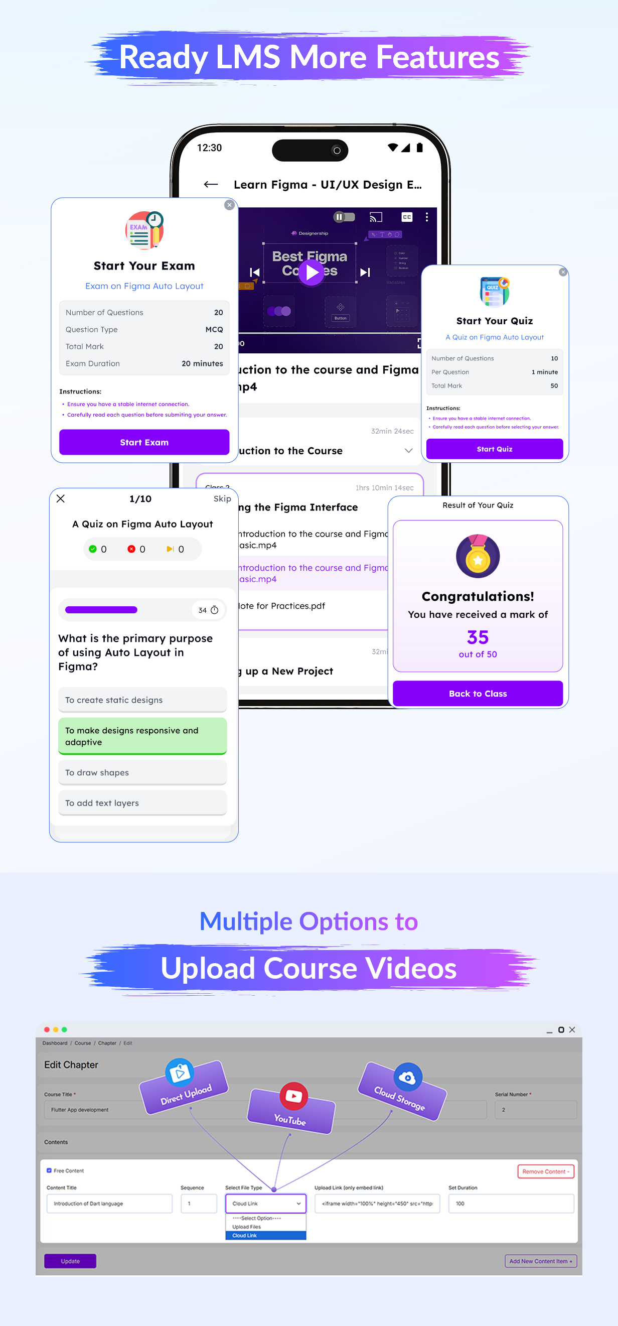Ready LMS - Complete Learning  Management System Websites, Mobile app with Admin panel