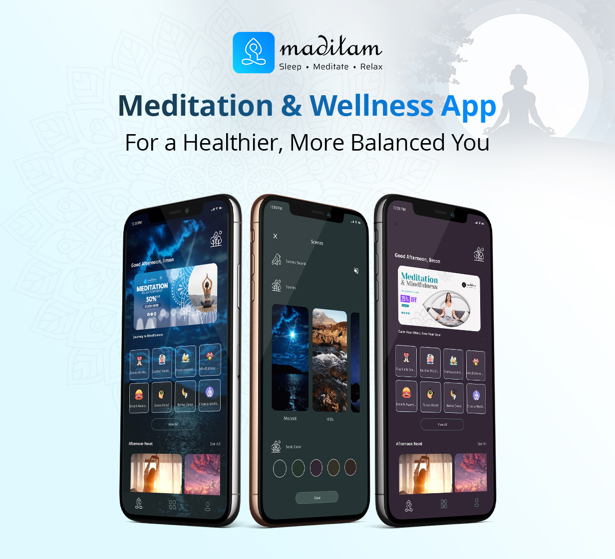 Maditam: Best Meditation App with web admin | Daily Meditations App | Music app with web admin - 1