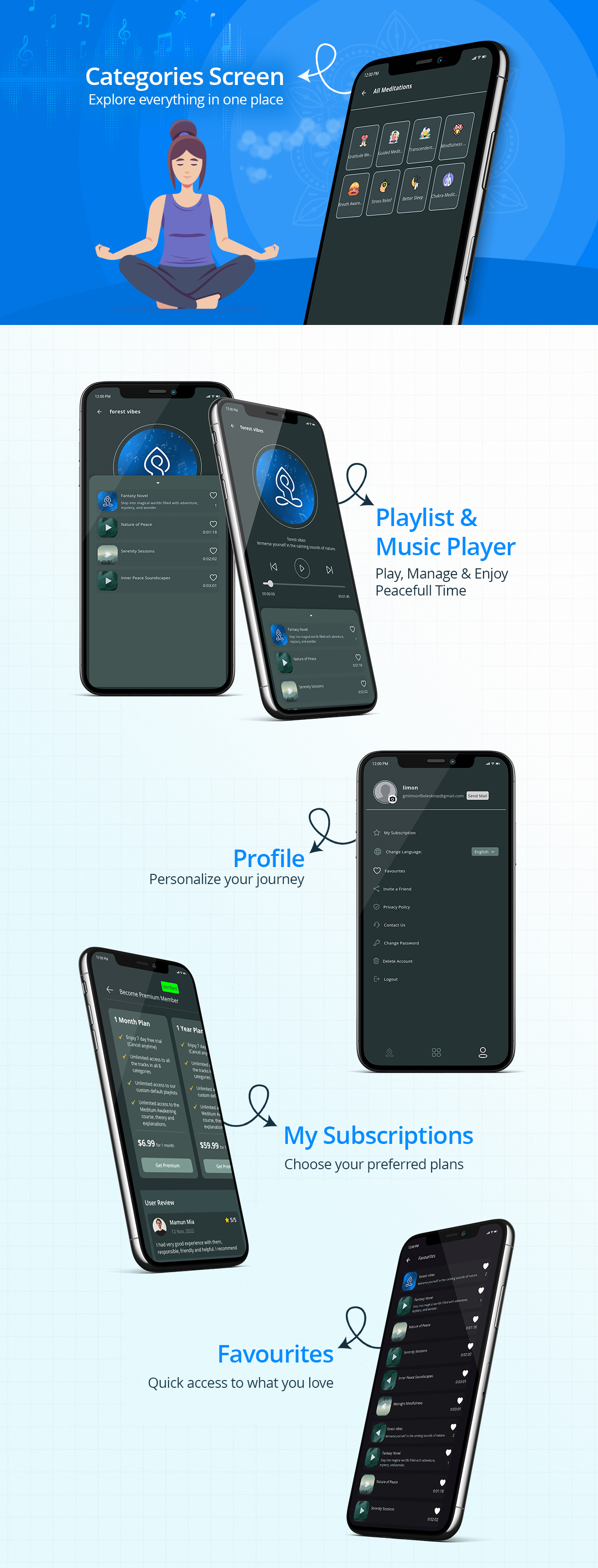 Maditam: Best Meditation App with web admin | Daily Meditations App | Music app with web admin - 2